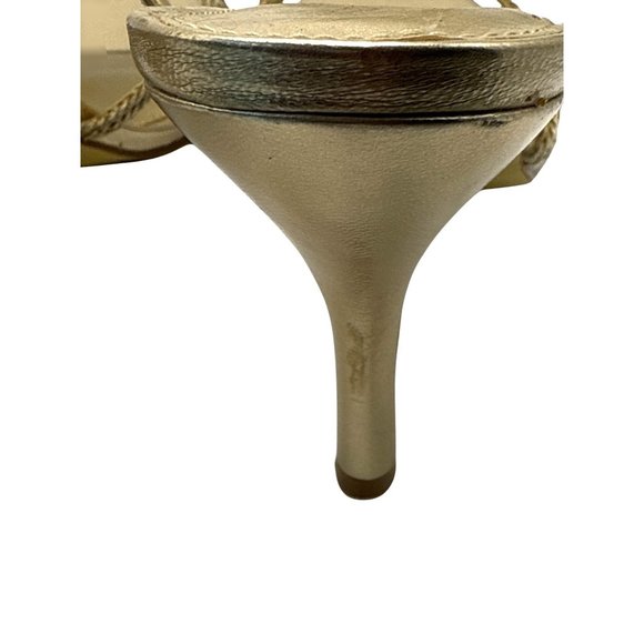 8.5 Adrianna Papell Gold Metallic Rope Strappy Open-Toe Heels Adjustable Ankle - Picture 5 of 12